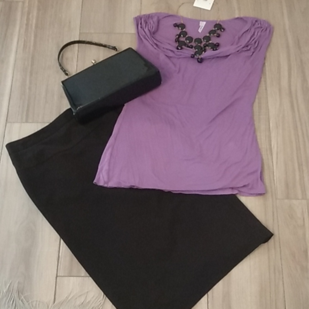 Studio Y Purple Cowl Neck Top